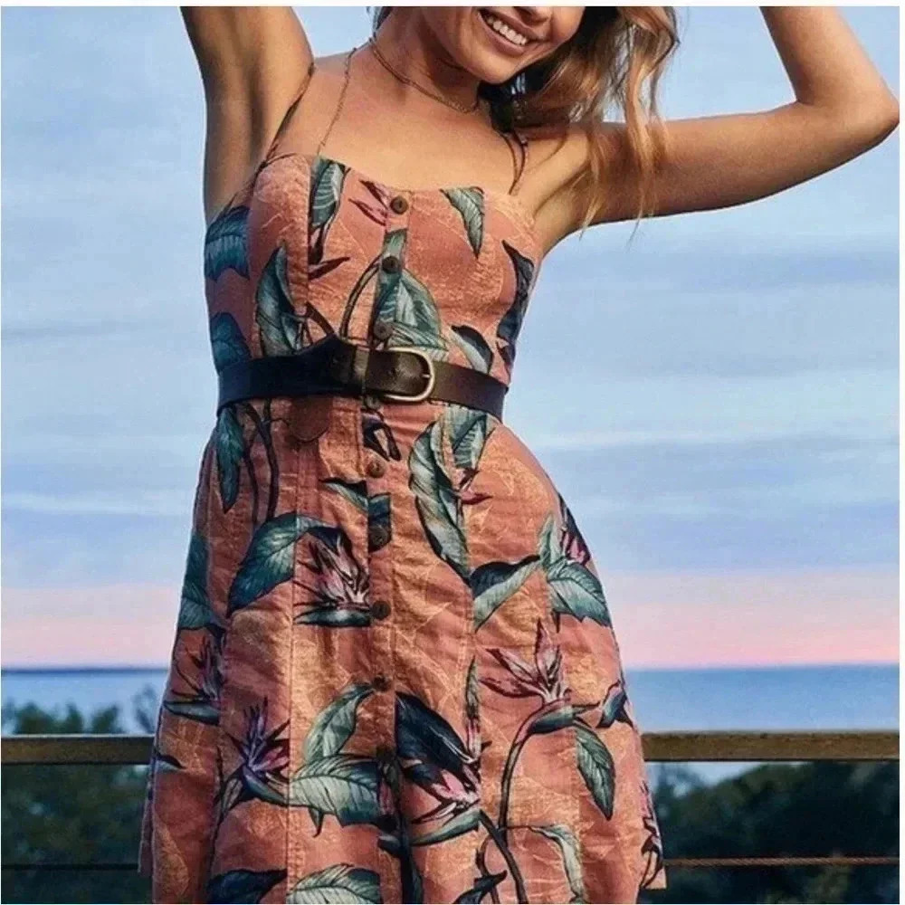 Urban Outfitters NWT Kimchi Blue Hawaiian Linen Dress Size 0